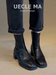 MASHUJIA | Sheep Leather High Heel Short Boots Foot Slimming
