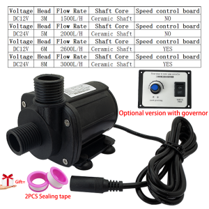 High Pressure Pump with Governor 1/2" Ceramic Pump 3000L/H 8M Head DC 12V 24V Submersible Brushless Pump with EU Adapter