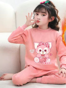 Bộ Đồ Ngủ Lót Lông Cừu Giữ Nhiệt Cho Bé Gái Mùa Đông Bộ Đồ Ngủ Trẻ Em Họa Tiết Hoạt Hình Mặc Nhà Thoải Mái Thoáng Khí