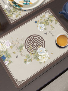 Modern Chinese Style Leather Dining Mat Waterproof Oilproof Stainresistant PVC Table Pad Tea Table Mat No Need to Wash