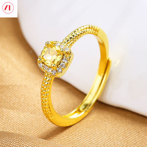 XT Jewellery Korea 24k Yellow Gemstone Ring Fashion Woman 916 Original Gold Plated