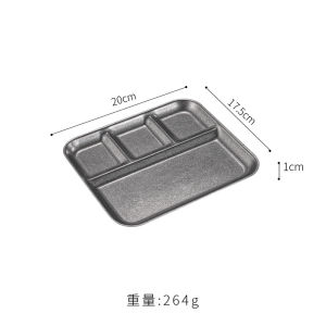 Bát Đựng Đồ Ăn Nhẹ Bằng Thép Không Gỉ 304 Retro Một Mảnh Bát Đựng Nước Sốt Chia Thành Nhiều Phần Bát Đựng Nước Sốt Hình Chữ Nhật