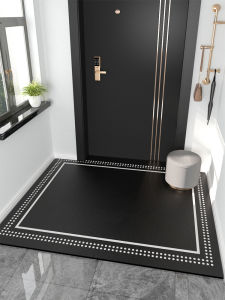 Entrance Door Mat PVC Leather Washable Dirt Resistant Home Door Mat Entrance Carpet Pad Simple Style Household Foot Mat