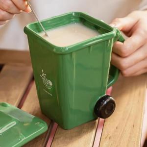 400ml Distinctive Trash Can Design Mug Trendy Office Coffee Mugs Creative Garbage Trash Can Shape Coffee Milk Cups
