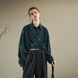 Autumn New Chinese Style Loose Long Sleeve Shirt with Plum Print