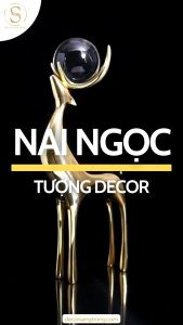 Set Cặp Tượng Nai Vàng Đồng Câu Pha Lê Cao Cấp Decor Nhà Cửa Kệ Tủ Bàn Phòng Khách Sang Trọng Phong Cách Hiện Đại