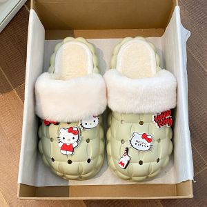 Dép Bông Đế Dày Ấm Áp Cho Nữ Trong Nhà Mùa Đông Có Thể Tháo Rời Đồ Dùng Gia Đình Hoạt Hình Cặp Đôi WE11NRSEAM Dép Cotton Mắt Lớn