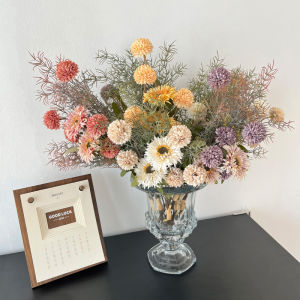 Bó Hoa Pha Lê Cao Cấp Mạ Vàng Trang Trí Bàn Ăn Hoa Giả Hoa Cúc Bông Lụa Trang Trí Nhà Đơn Giản Phong Cách Trung Hoa