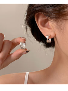 Pianist | French Style Twisted Silver Tone Earrings S925 Sterling Silver