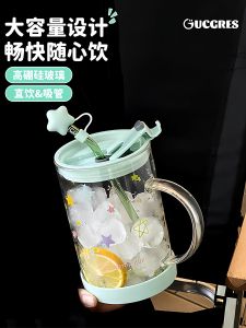 High Aesthetic Value Glass Cup for Men And Women Student Dormitory Home Use Tea Brewing Cup with Straw Coffee Cup Heat Resistant