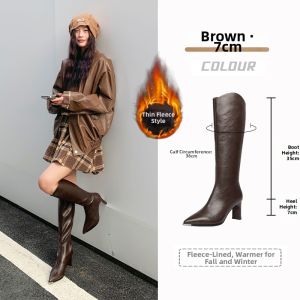 Josiny | Knee High Boots Rough Heel Pointed