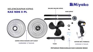 MIYAKO Stand Fan / Kipas Angin KAS1606 X PL MUSANG Kaki Silang (16 INCH) GARANSI RESMI