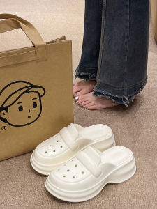 รองเท้าแตะส้นหนาสำหรับผู้หญิง รองเท้าแตะแบบสวมพื้นยางกันลื่น รองเท้าแตะชายหาดฤดูร้อน รองเท้าแตะแบบสวมแบบลำลอง รองเท้าแตะ EVA สไตล์เรโทร