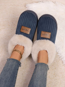 Autumn and Winter Fluffy Home Slippers Warm Soft-Soled Ankle Shoes Plush Indoor Comfortable High-Top Shoes Bedroom Silent Floor Shoes