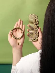 XIAOLIZI | Bộ lược tóc gỗ đàn hương tự nhiên có khắc truyền thống và massage