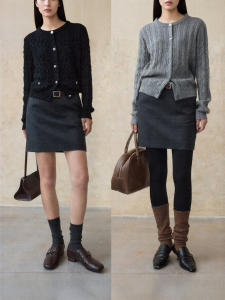 epoque de rueen | Stylish Wool Blend High-Intelligence Business Half Skirt