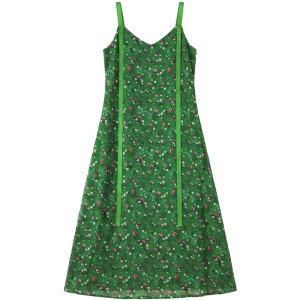 Juicy Couture | Green Floral Print Bow Tie Summer Dress