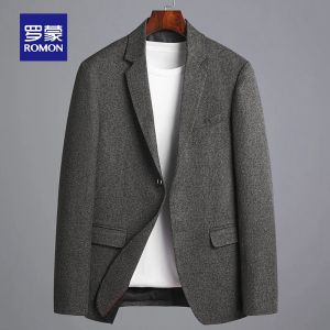 Lormen Mens Business Casual Slim Fit No Ironing Korean Style Trendy Autumn Winter Plaid Leisure Small Western Coat Jacket