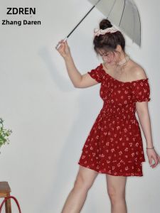 ZHANGDAREN | Đầm Dây Plus Size Giảm Béo Kiểu Pháp Vintage Hoa