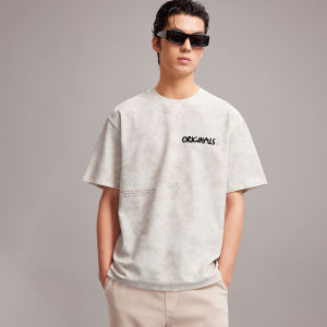 Jack Jones | Letter Print and Brushstroke Embroidery Distressed Texture T-shirt