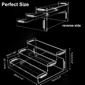 3 Tier Acrylic Display Stand Durable Display Rack For Cupcake Perfume Doll Transparent Trapezoidal Blind Box Storage Shelf