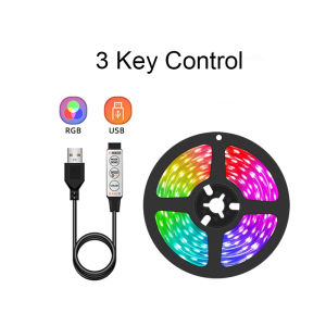 5m/16.4ft Led Lights Strip 3 Key Button Control RGB Tape for TV Backlight SMD5050 Color Changing Lamp Dimmable Flexible Ribbon
