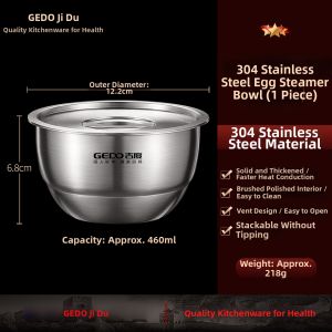 GEDO | Baby Steamed Egg Bowl with Lid 304 Stainless Steel