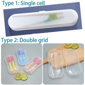 Baby Silicone Spoon Storage Box Transparent Life Children Stainless fork spoon Cutlery plastic flatware container Set Spoon Portable Travel Tableware toothbrush PP Case