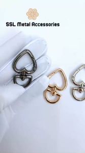 Set 2 móc khóa cài kim loại trái tim dành cho ngành thời trang dây túi xách bảo hộ thắt lưng Alloy heart dogclip JF-4123
