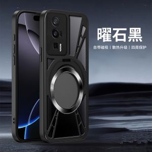 Redmi K60 Ultra Magnetic Attraction Aluminum Alloy Phone Case 360 Degree Rotating Stand Supreme Version Hollow out Design Heat Dissipation