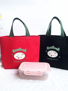 2024 New Womens Canvas Bag Handheld Commuter Bag Office Lunch Box Bag City Simple Style Double Shoulder Strap Magnetic Buckle