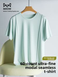 MiiOW | Womens Modal Cotton Short Sleeve T-shirt Loose Fit Breathable Summer New Style Casual Round Neck Top Moisture Wicking