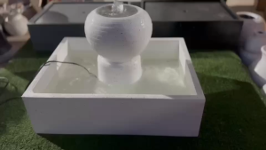 *ชุดน้ำพุแต่งสวน*น้ำผุดฮวงจุ้ยสีขาว หัวทรงโอ่งA1016 ได้ยกชุดมีปั๊มน้ำ