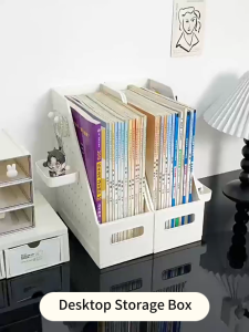 Book Organizer Box Desktop Storage Box with Peg Board Desktop Storage Shelf with DIY Accessories