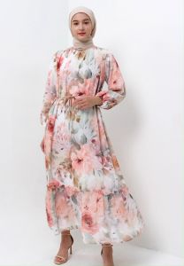 MFMW Esveranza Dress Gamis Peach Motif Bunga