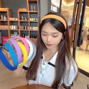 WDS Bando Polos Wanita Bandana Headband Spons Lebar Gaya Korea Warna Warni Solid Non-Slip Import A4