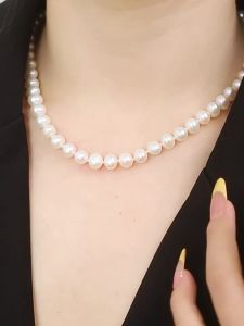 Natural Pearl Jewelry Necklace Bracelet Earrings 925 Silver Set Gift