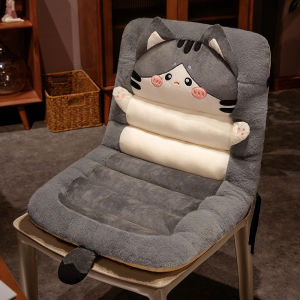 Winter Cute Cat Chair Cushion Office and Car Seat Waist and Back Protection Soft Velvet Cushion Backrest Cushion Tatami Bedroom