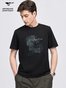 SEPTWOLVES | Áo Thun Nam Cổ Tròn Tey Short Tay Chống Khuẩn Bông Lụa