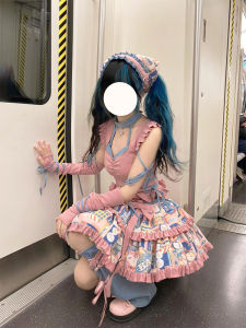 Subcultural Lolita Outfit Sk Set Daily Life Lolita Skirts Ensemble Cultural Phenomenon Anime Cosplay Clothing Accessory