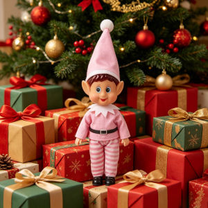 Bandai | New Light Christmas Elf Doll Christmas Gift for Men Elf Dolls Christmas Girls Can Hang Decoration with Light Music Elf Doll Hand
