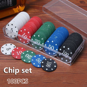 100pcs Poker Chip Set Portable Round Chips For Texas Holdem Poker Game Set Casino Gaming Token Coin