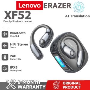 1-Year Warranty Lenovo ERAZER XF52 AI Translation Headphones LED Wireless Sports Headphones Bluetooth 6.0 AI Real-Time Translation Headphones IPX5 Waterproof In-Ear Headphones HiFi Sound Quality