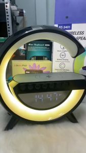 ( Loa Xịn Màu Đen Hoặc Trắng ) Loa Bluetooth Có Led BT-3401 / G11 Chữ G Có Đồng Hồ Có Sạc Không Dây Đèn Led Khá Đẹp