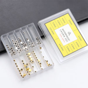 100/300pcs Watch Crowns Watch Waterproof Replacement Assorted Repair Tools with Box Silver Gold Watch Accessories for Watchmaker