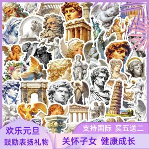 50-Piece Set European Art Sculpture Decorative Gypsum Stickers Creative Children Student Homework Notebook Reward Cartoon