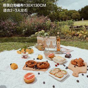 Seaside Beach Mat Ins White Picnic Blanket Picnic Photo Props Atmosphere Outdoor Portable Waterproof and Sandproof