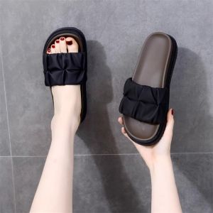 Genuine Leather Sandals Womens Summer Outdoor Thick Bottomed Beach Shoes Soft Bottom Single Strap Slippers Korean Style