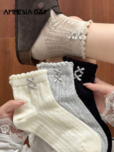 Pure Cotton Lace Butterfly Knot Socks Womens Summer Thin Mesh Breathable Ballet Style Short Socks Absorb Sweat Summer New Arrival