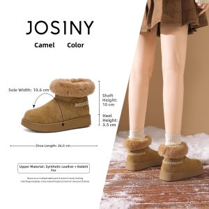 Josiny | Turned-up Furry Winter Boots Thick Bottom Anti-slip